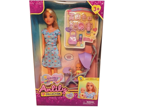 FASHION DOLL CON PASSEGGINO BABY E ACC