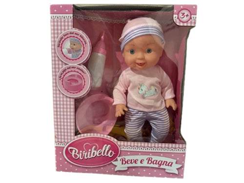 BAMBOLA BEVE E BAGNA 27CM BIBERON VASINO