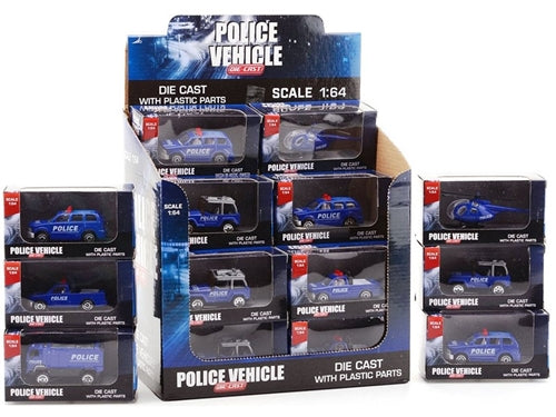 VEICOLI POLICE 1:64 IN DISPLAY 5 ASSORTED