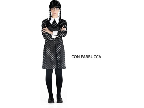 MERCOLEDI ADDAMS VESTITO CON PARRUCCA
