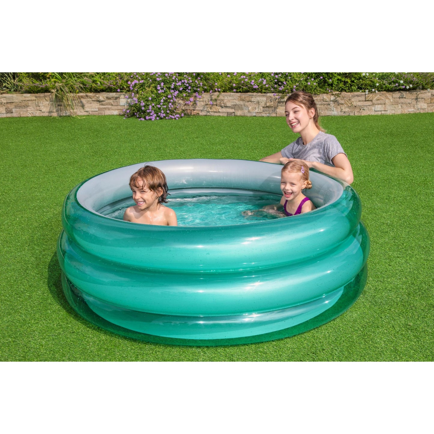 PISCINA GRANDE METALLICA A 3 ANELLI CM. 150X53