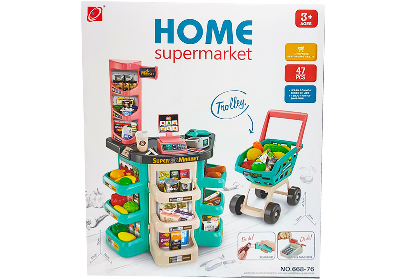 BANCO SUPERMARKET 47 PC LUCI E SUONI H40CM CARRELL